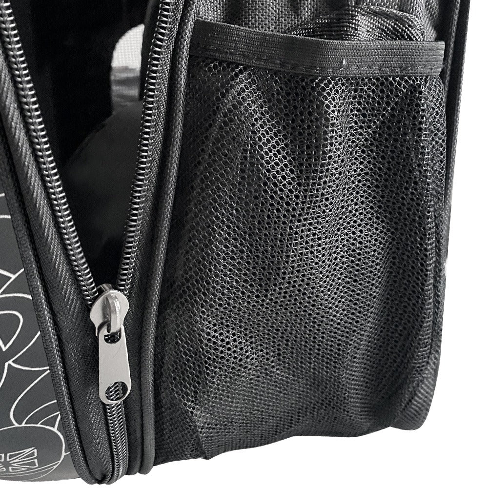 Rucsac pentru transportul animalelor de companie, negru cu model ursuleț